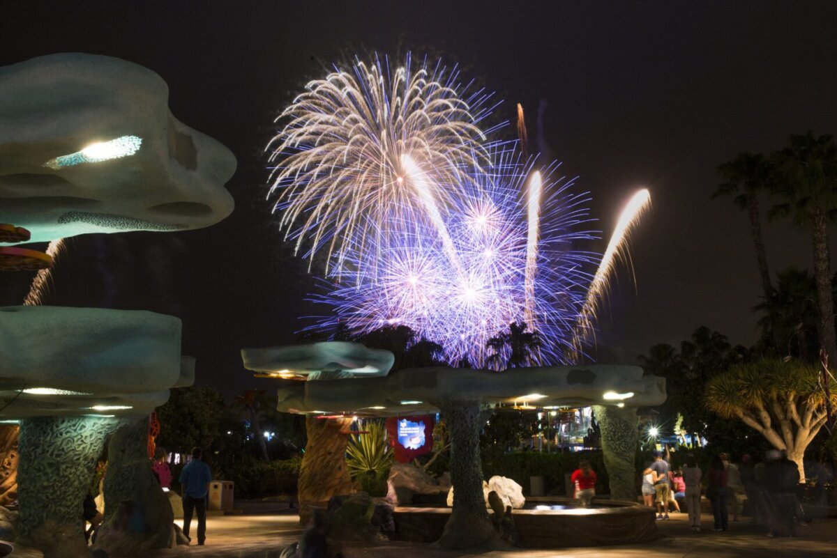 Fuegos artificiales iluminan SeaWorld San Diego 